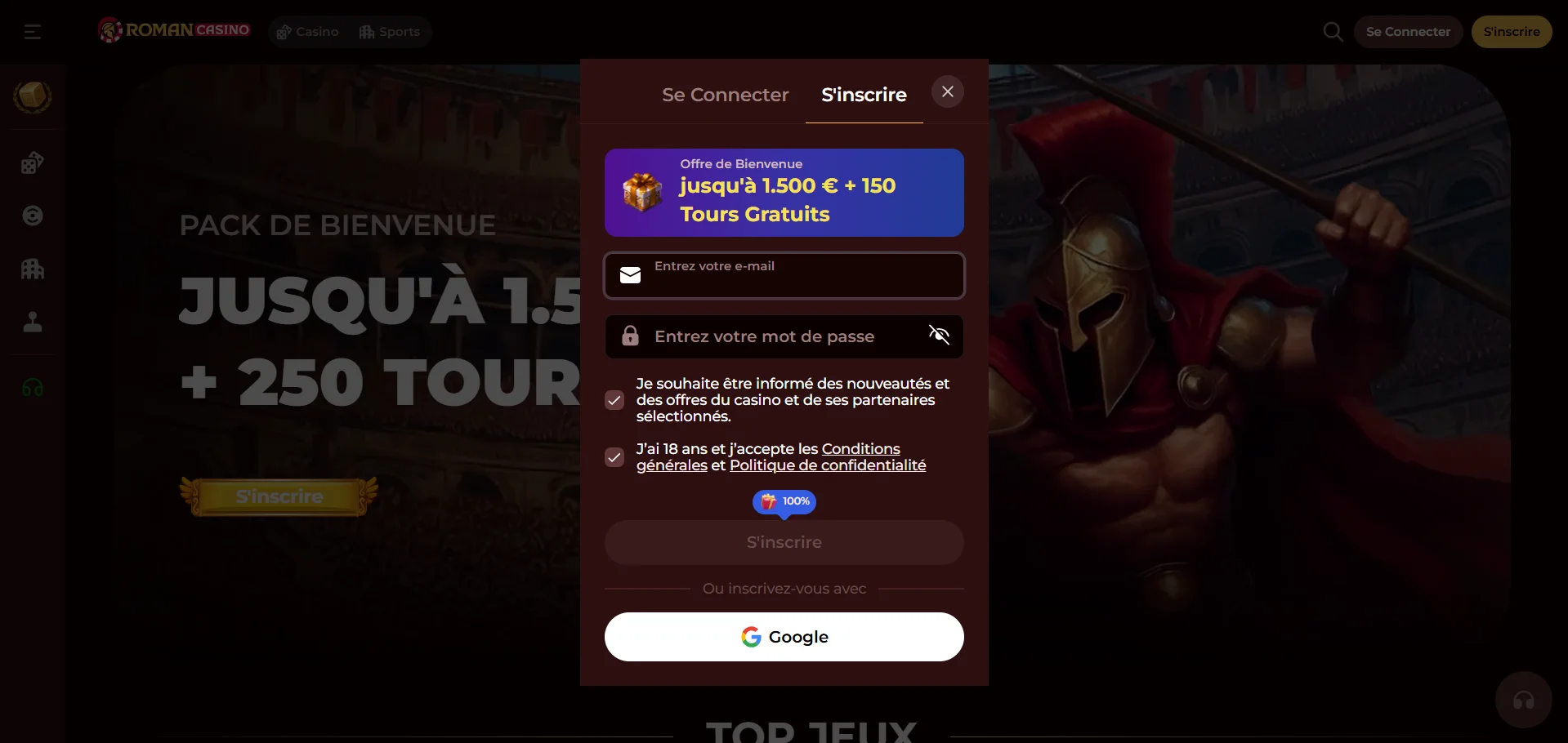 Roman Casino : comment s'inscrire